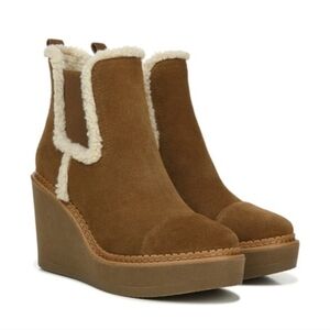 Sam Edelman | "Reagan" Waterproof Suede Shearling Wedge Booties